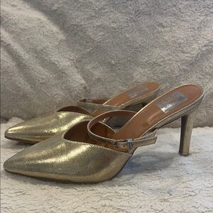 DV by Dolce Vita Metallic Gold Pointed Slingback Mules